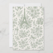 Bonjour Bebe Sage Green Toile French Baby Shower 招待状 (裏面)
