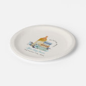 Bonjour Blue Macarons & Milk Boy Baby Shower ペーパープレート (アングル)