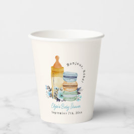 Bonjour Blue Macarons & Milk Boy Baby Shower 紙コップ