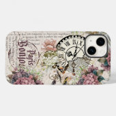 Bonjour Botanical french artwork Cute bird Grunge Case-Mate iPhoneケース (裏面 (横))
