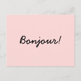 Bonjour Cream Ivory Modern Script Design ポストカード