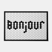 Bonjour Faux Hex Tile Black & White ドアマット (正面)