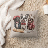 Bonjour French Bulldogs クッション (ブランケット)