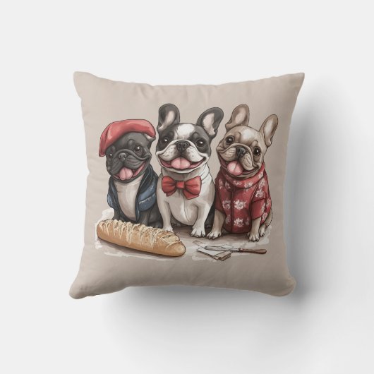 Bonjour French Bulldogs クッション (裏面)