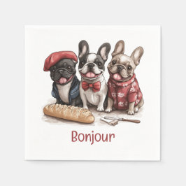 Bonjour French Bulldogs スタンダードカクテルナプキン