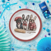 Bonjour French Bulldogs ペーパープレート (パーティー)