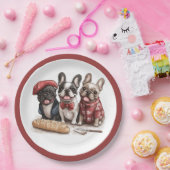 Bonjour French Bulldogs ペーパープレート (パーティー)