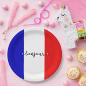 Bonjour French Flag Colors  ペーパープレート (パーティー)