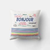 Bonjour Hello多言語ストライプ言語 クッション (裏面)