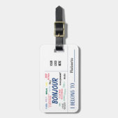 Bonjour Hello World Many Languagesロゴ名 ラゲッジタグ (正面縦)