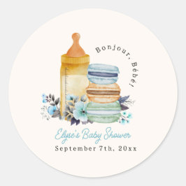 Bonjour Macarons & Milk Boy Baby Shower ラウンドシール