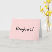 Bonjour Modern Script Cream Ivory Design カード (黄色い花)