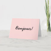 Bonjour Modern Script Cream Ivory Design カード (正面)
