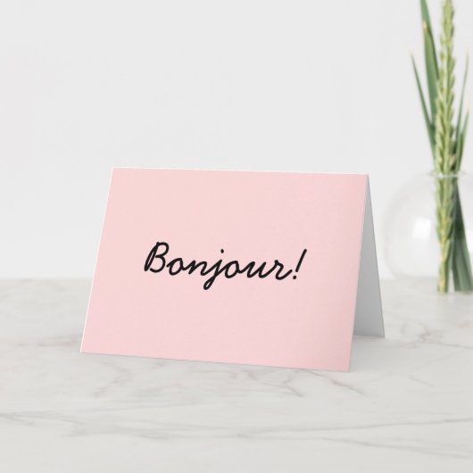 Bonjour Modern Script Cream Ivory Design カード (正面)