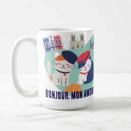 Bonjour Mon Amour | French Culture Cats Gift コーヒーマグカップ