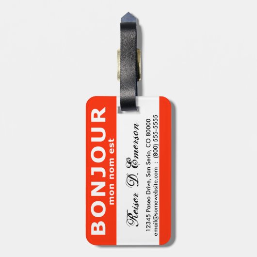 BONJOUR mon nom est ラゲッジタグ (裏面縦)