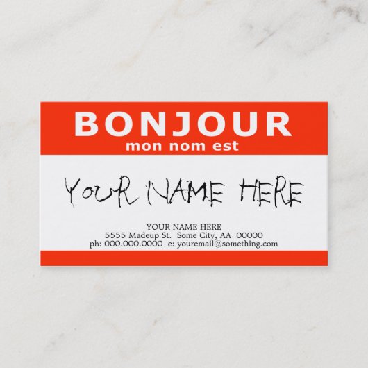 BONJOUR mon nom est 名刺 (正面)