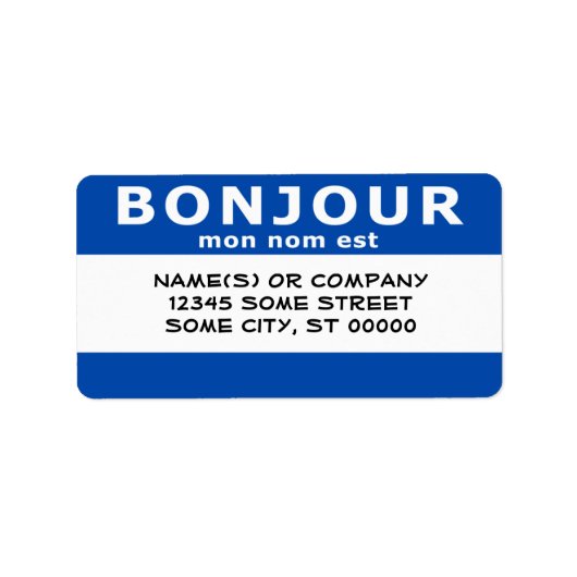 BONJOUR mon nom est （青） ラベル (正面)