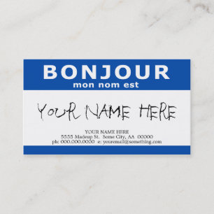 BONJOUR mon nom est （青） 名刺