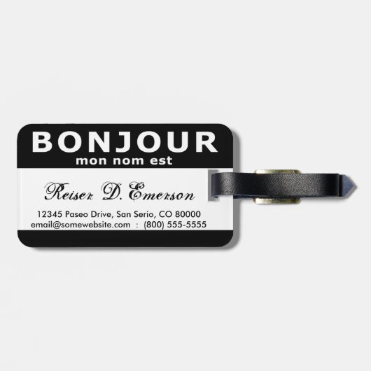BONJOUR mon nom est (noir) ラゲッジタグ (裏面横)
