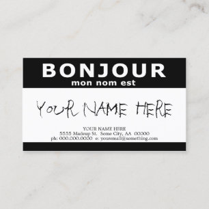BONJOUR mon nom est noir nameタグ 名刺