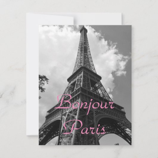Bonjour Paris Black White Eiffel Tower France シーズンカード (正面)