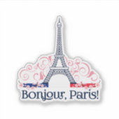 Bonjour Paris Cute Parisian Design シール (正面)