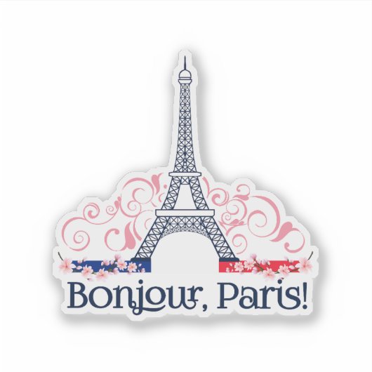 Bonjour Paris Cute Parisian Design シール (正面)