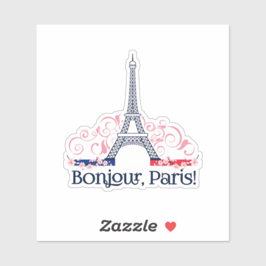 Bonjour Paris Cute Parisian Design シール (シート)