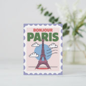 Bonjour Paris France Vintage Travel ポストカード (スタンド正面)