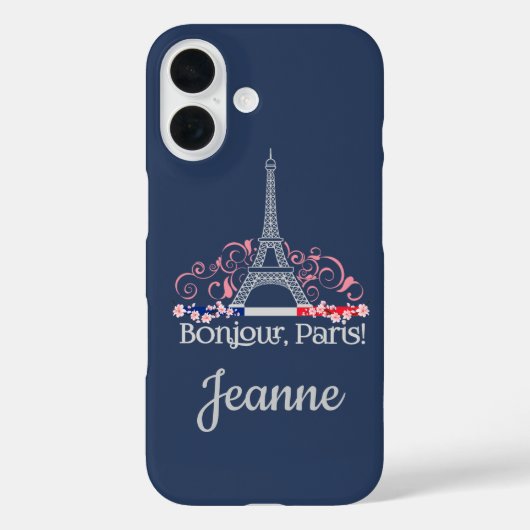 Bonjour Paris French Chic Personalized Name Case-Mate iPhoneケース (裏面)