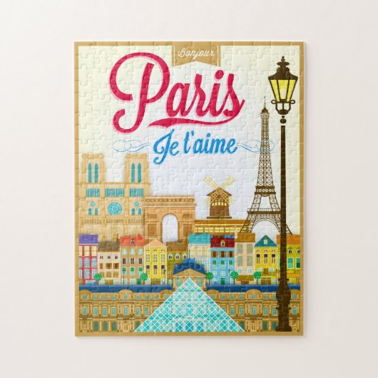 Bonjour Paris Je T'aime Travel ジグソーパズル (縦)