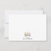 Bonjour Personalized Parisian Watercolor ノートカード (正面)