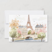 Bonjour Personalized Parisian Watercolor ノートカード (裏面)