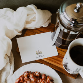 Bonjour Personalized Parisian Watercolor ノートカード