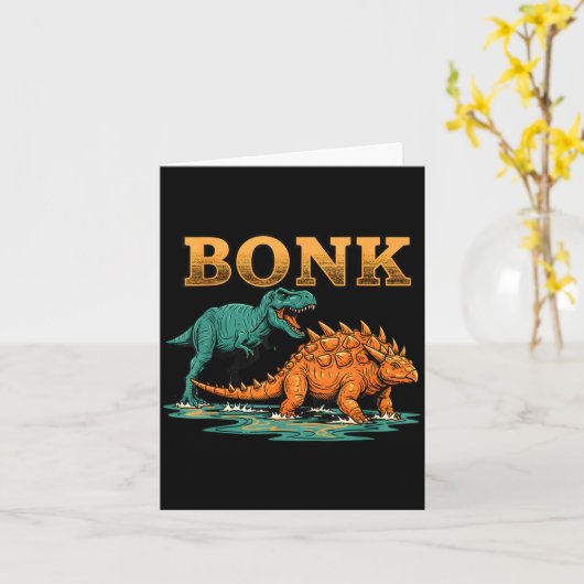 Bonk Dinosaur Funny Prehistoric Humor Design  カード (黄色い花)