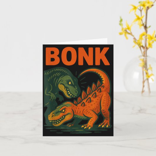 Bonk Dinosaur Funny Prehistoric Humor Design  カード (黄色い花)