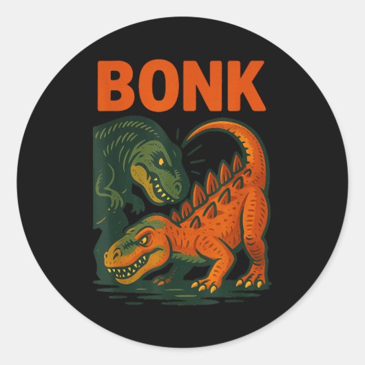 Bonk Dinosaur Funny Prehistoric Humor Design  ラウンドシール (正面)
