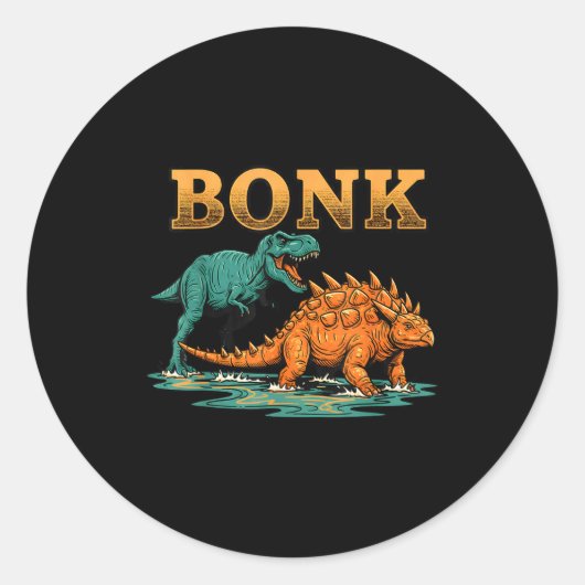 Bonk Dinosaur Funny Prehistoric Humor Design  ラウンドシール (正面)