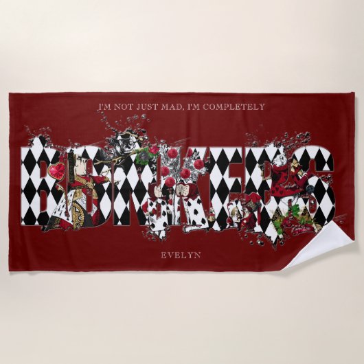 Bonkersヴィンテージアリスin Wonderland Collage ビーチタオル (正面)