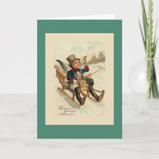 BonneとheureuseのAnneeのフランス人の年賀状 シーズンカード (正面)