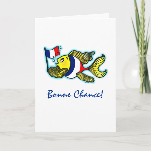 BONNEのチャンスのフランスのな旗の魚のおもしろいな漫画 カード (正面)