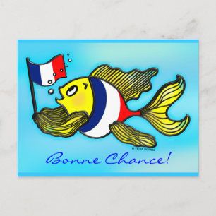 BONNEのチャンスのフランスのな旗の魚のおもしろいな漫画 ポストカード