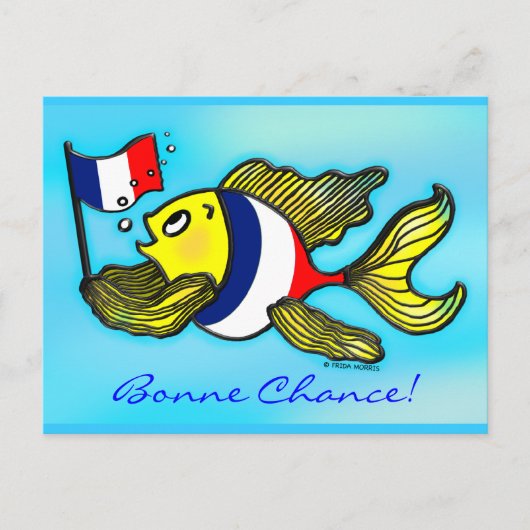 BONNEのチャンスのフランスのな旗の魚のおもしろいな漫画 ポストカード (正面)