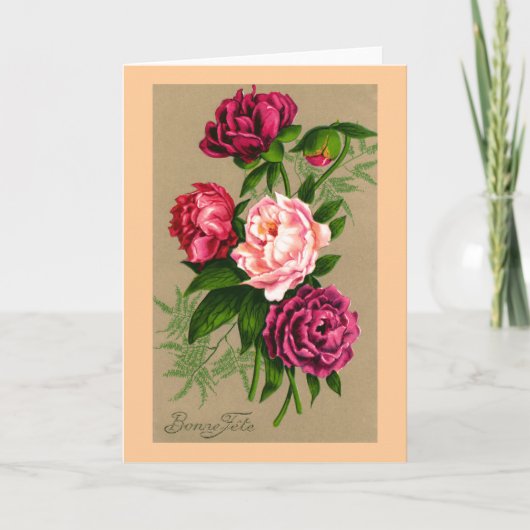 "Bonne祝日"のヴィンテージのフランス人のクリスマス シーズンカード (正面)