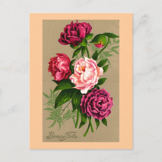 "Bonne祝日"のヴィンテージのフランス人のクリスマス シーズンポストカード (正面)