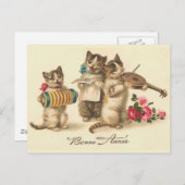 "Bonne Annee"のヴィンテージのフランスのな新年の郵便はがき シーズンポストカード (正面/裏面)