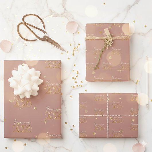 Bonne Année 2026 Elegant Wrapping Paper ラッピングペーパーシート