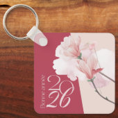 Bonne Année 2026 Personalized Floral Keychain キーホルダー (正面)