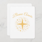 Bonne Année dorée : étoiles et confettis les fêtes シーズンカード (正面/裏面)